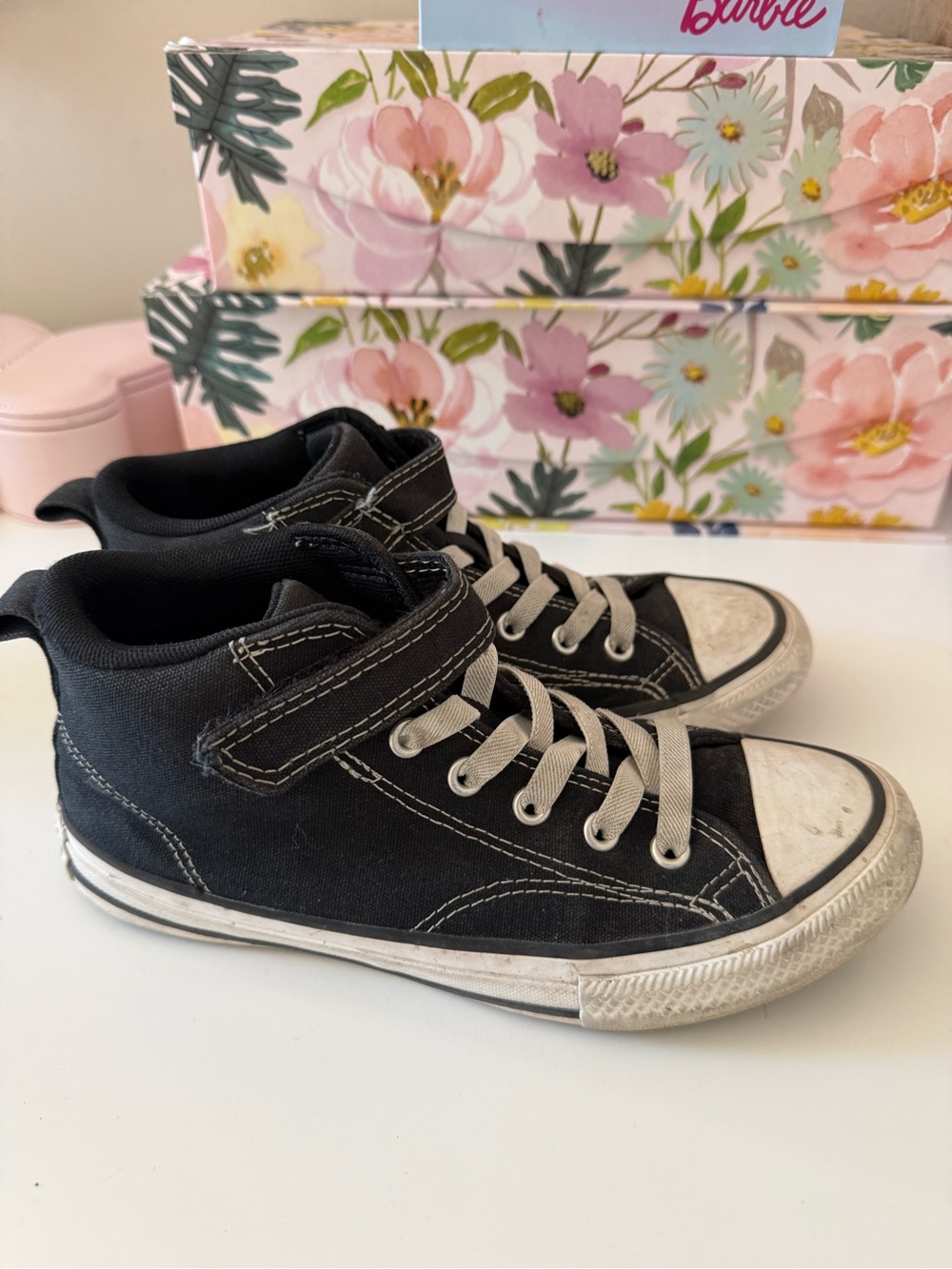 Converse Youth Black High-Top Canvas Sneakers with White Accents